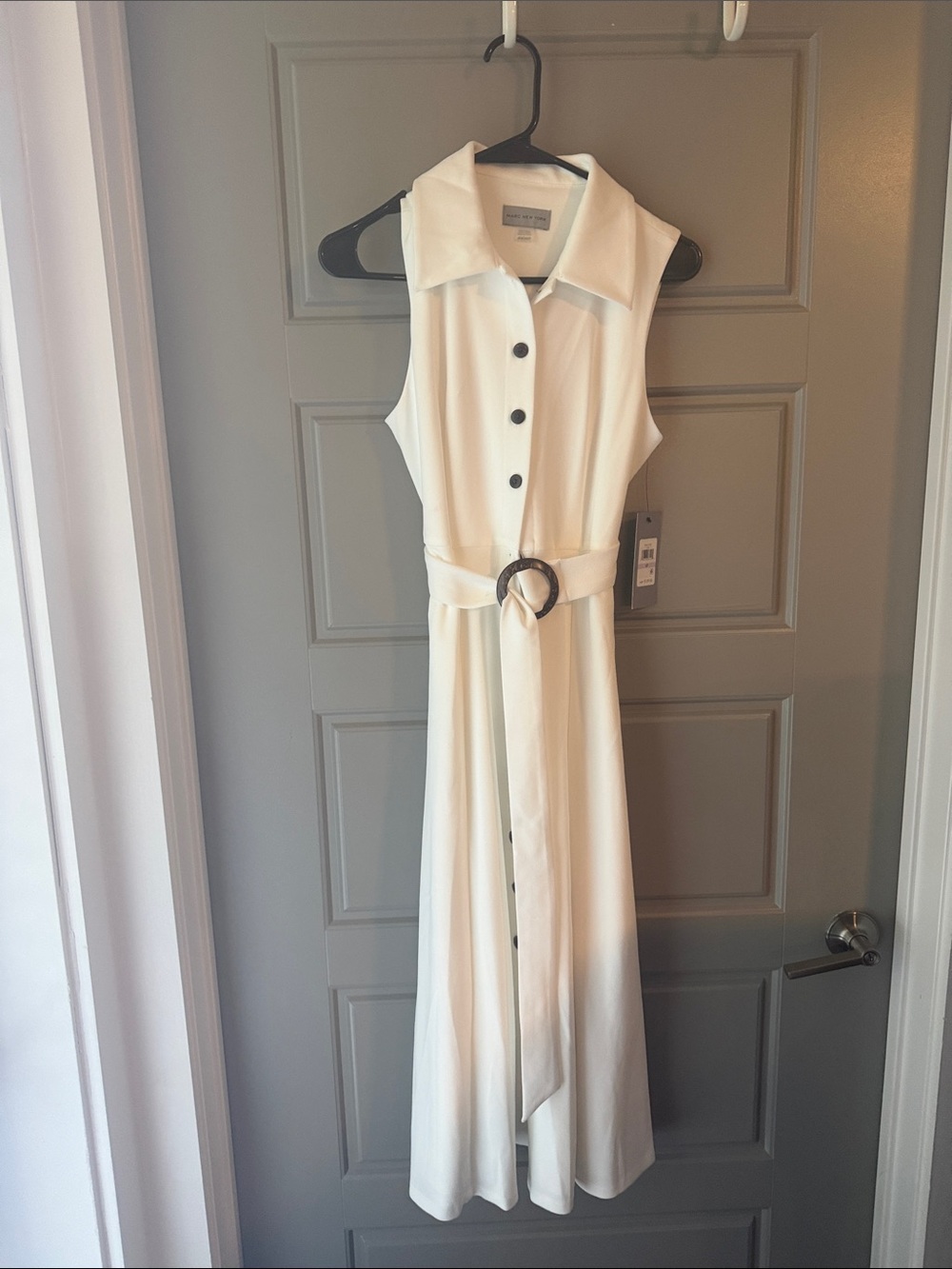 NWT Marc New York Sleeveless Cream Maxi Shirt Dress with Belt